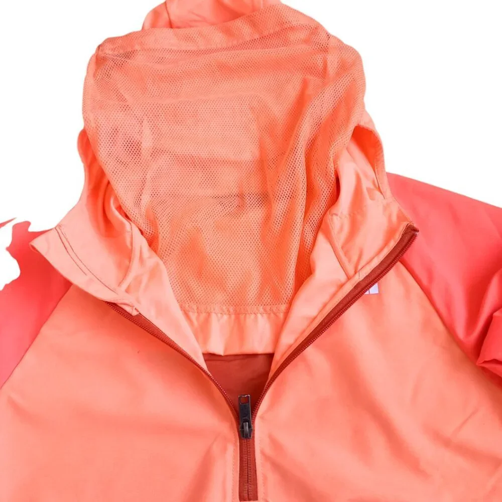 The North Face Youth XL Windbreaker Jacket Orange Colorblock Hooded Lightweight